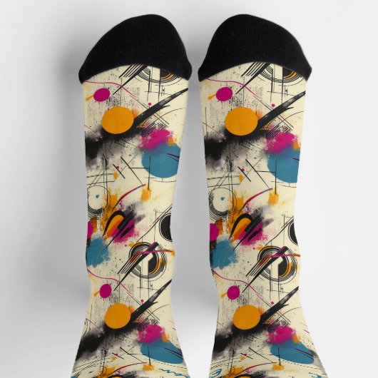 Dynamische Abstrakte Socken in Magenta, Aquamarin (Oben)