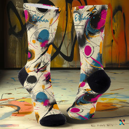 Dynamische Abstrakte Socken in Magenta, Aquamarin