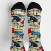 Dynamische Abstrakte Socken mit Ozean und Geometri (Oben)