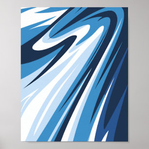 Dynamische Abstrakte Wave in Blue Hues Poster