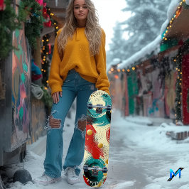 Dynamische Abstrakte Waves mit fetten Texturen Skateboard