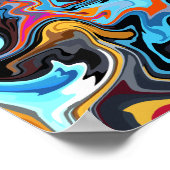 Dynamische Abstrakte Wirbel mit Blau, Orange und S Poster (Ecke)