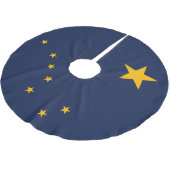 Dynamische Alaska-Staatsflagge Grafik auf einer Polyester Weihnachtsbaumdecke (Schrägansicht)