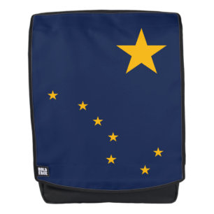Dynamische Alaska-Staatsflagge Grafik auf einer Rucksack