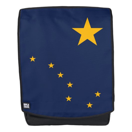 Dynamische Alaska-Staatsflagge Grafik auf einer Rucksack (Vorderseite)