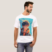 Dynamische Anime-Power: Junger Mann T-Shirt (Vorne ganz)