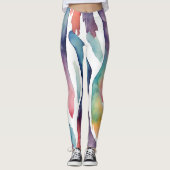 Dynamische Aquarell-Streifen - lebendige Farben Leggings (Vorderseite)