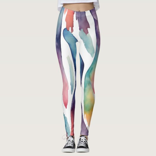 Dynamische Aquarell-Streifen - lebendige Farben Leggings (Vorderseite)