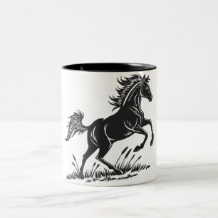 Dynamische Aufzuchtpferd-Zwei-Tonen-Tasse Zweifarbige Tasse