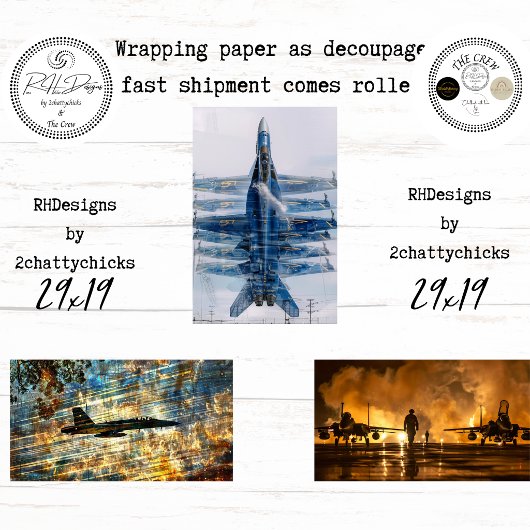 Dynamische Blaue Engel Luftfahrt Decoupage Geschenkpapier Set