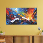 Dynamische Blaue Orange Abstrakt Expressionismus K Leinwanddruck (Insitu (Wohnzimmer))