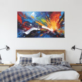 Dynamische Blaue Orange Abstrakt Expressionismus K Leinwanddruck (Insitu (Schlafzimmer))
