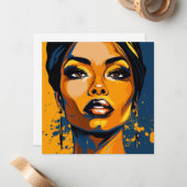 Dynamische Diva: Pop-Kunst für Frauen stärken Mitteilungskarte (Vorderseite/Rückseite Beispiel)