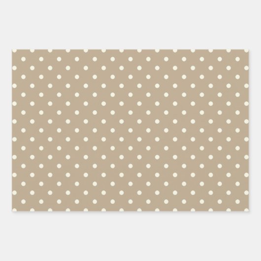 Dynamische Dualität von Khaki Brown und White Polk Geschenkpapier Set (Vorderseite)