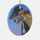 Dynamische Duo-Dobermann Whippet Hundemalereikunst Keramikornament (Rechts)