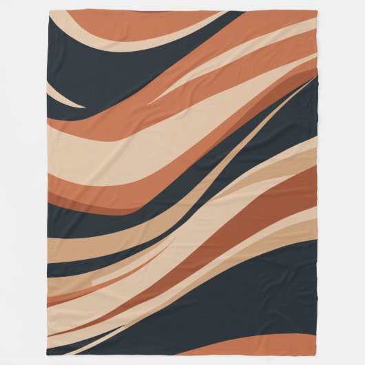 Dynamische Erdtöne Abstrakte Waves Fleecedecke (Vorderseite)