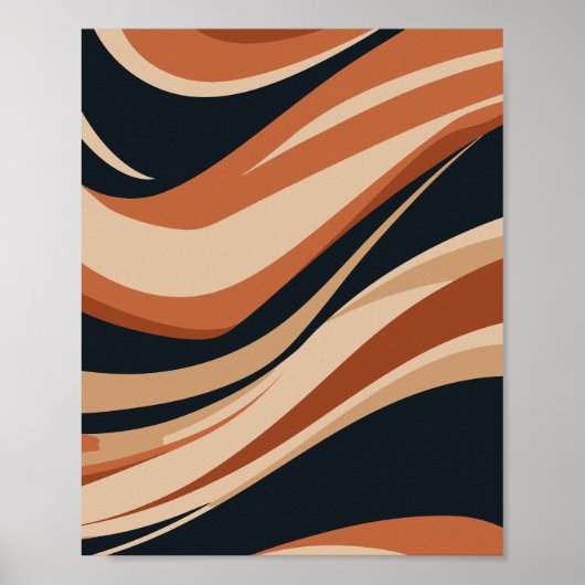 Dynamische Erdtöne Abstrakte Waves Poster (Vorne)