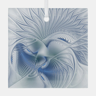 Dynamische Fantasie Abstrakte Blautöne Fraktalkuns Ornament Aus Glas