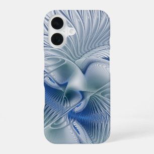 Dynamische Fantasy-Abstrakte Blautöne Fraktal-Kuns iPhone 16 Hülle