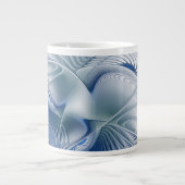 Dynamische Fantasy-Abstrakte Blautöne Fraktal-Kuns Jumbo-Tasse (Vorderseite)