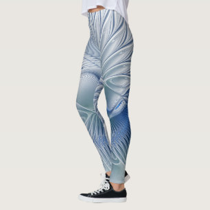 Dynamische Fantasy-Abstrakte Blautöne Fraktalkunst Leggings