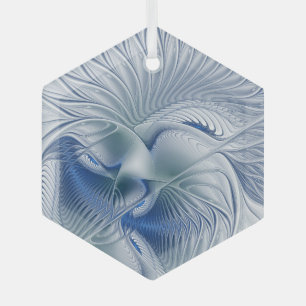 Dynamische Fantasy-Abstrakte Blautöne Fraktalkunst Ornament Aus Glas