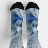 Dynamische Fantasy-Abstrakte Blautöne Fraktalkunst Socken (Oben)