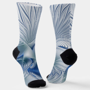 Dynamische Fantasy-Abstrakte Blautöne Fraktalkunst Socken