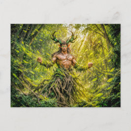 Dynamische Fantasy-Faun in einer Atmosphäre des ve Postkarte