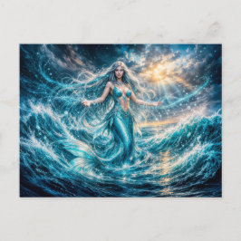 Dynamische Fantasy-Meeresjungfrau in strahlender O Postkarte
