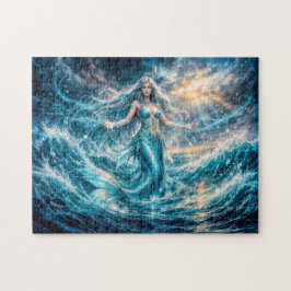 Dynamische Fantasy-Meeresjungfrau in strahlender O Puzzle