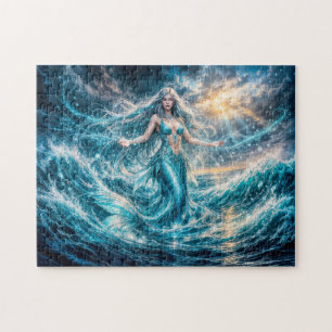 Dynamische Fantasy-Meeresjungfrau in strahlender O Puzzle