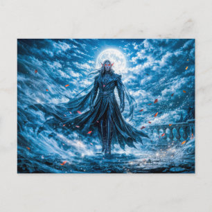 Dynamische Fantasy-Vampir in dramatischer nächtlic Postkarte