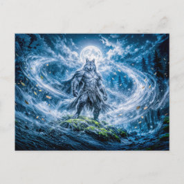 Dynamische Fantasy-Werwolf unter dramatischem Mond Postkarte