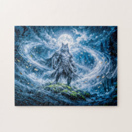 Dynamische Fantasy-Werwolf unter dramatischem Mond Puzzle