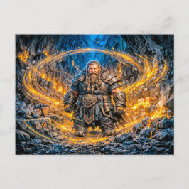 Dynamische Fantasy-Zwergenarbeit in einer verzaube Postkarte