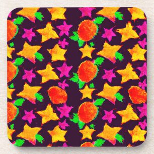 Dynamische Farben Obst und Sterne Muster Kunst Getränkeuntersetzer