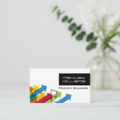 Dynamische farbige Pfeile Moderner Projektmanager Visitenkarte (Stehend Vorderseite)