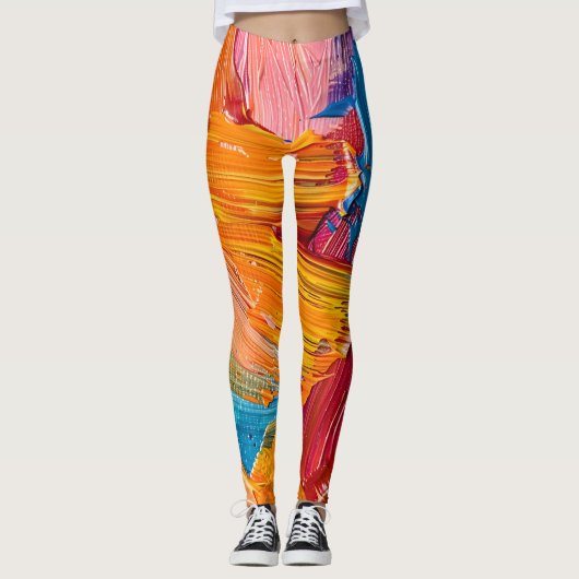 Dynamische Farbtextur: Moderne Fluid Art Leggings (Vorderseite)