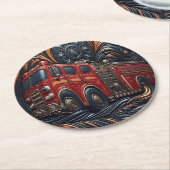 Dynamische Feuerwehrleder Runder Pappuntersetzer (Angewinkelt)