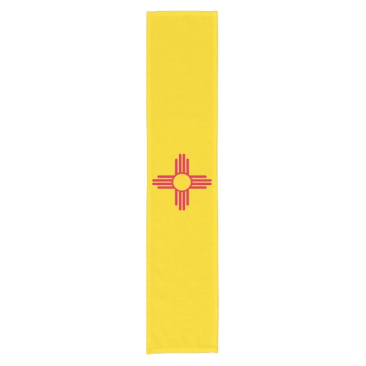 Dynamische Flag-Grafik des Staates New Mexiko auf Kurzer Tischläufer (Vorderseite)