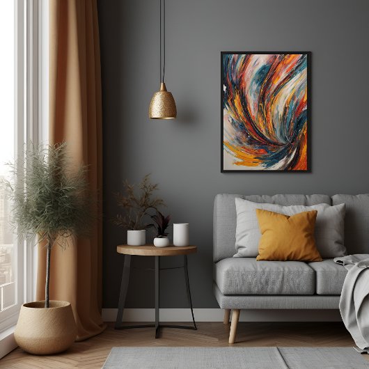Dynamische Flammenkunst Abstrakter Expressionismus Poster