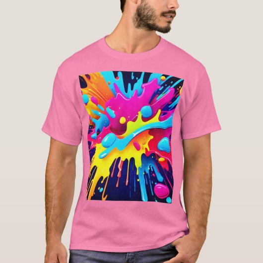Dynamische fluoreszierende Farbstreifen T-Shirt (Vorderseite)