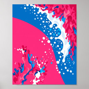 Dynamische Fusion von rosa, blauen und weißen Well Poster