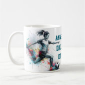 Dynamische Fußball-Spielaktion motivierend Kaffeetasse (Links)