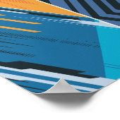 Dynamische Geometrie Abstrakt in Blau und Orange Poster (Ecke)