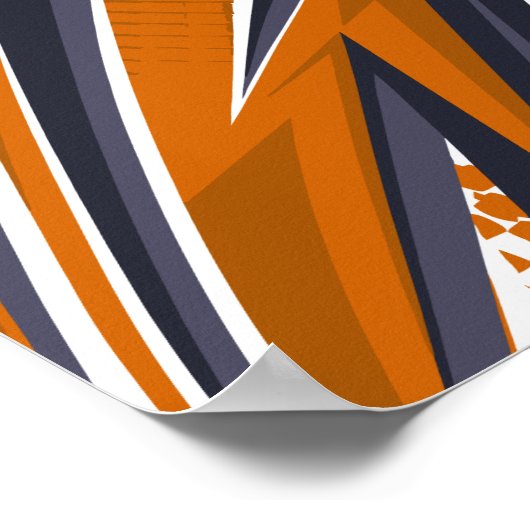 Dynamische Geometrie in Orange, Schwarz, Grau und  Poster (Ecke)