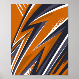Dynamische Geometrie in Orange, Schwarz, Grau und  Poster