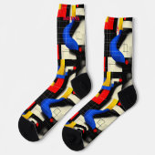 Dynamische geometrische Socken mit fettfarbigen Ak (Linkes Detail)