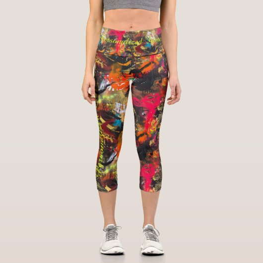 Dynamische Graffiti-Explosion - pulsierende künstl Capri Leggings (Vorderseite)